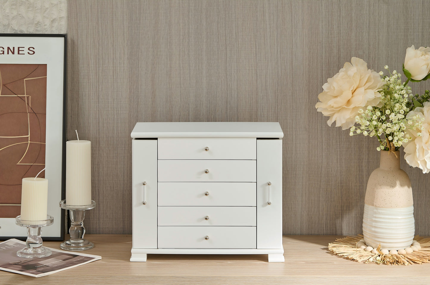 Jewelry Box - Elegant Storage Organizer with Compartments for Rings, Necklaces, and Earrings(White)