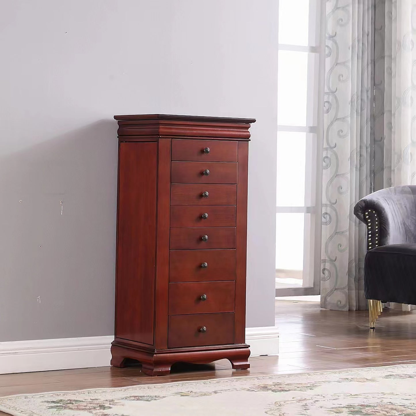 Marquis Cherry Jewelry Armoire With 8 Drawer