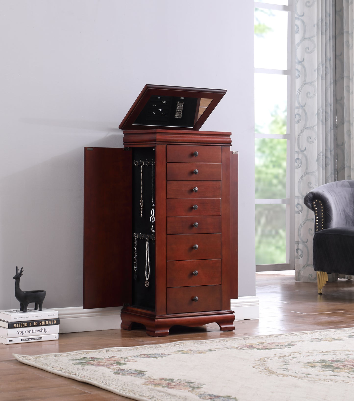 Marquis Cherry Jewelry Armoire With 8 Drawer
