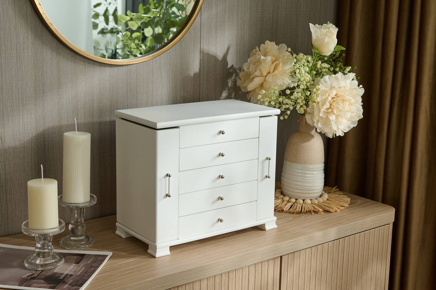 Jewelry Box - Elegant Storage Organizer with Compartments for Rings, Necklaces, and Earrings(White)