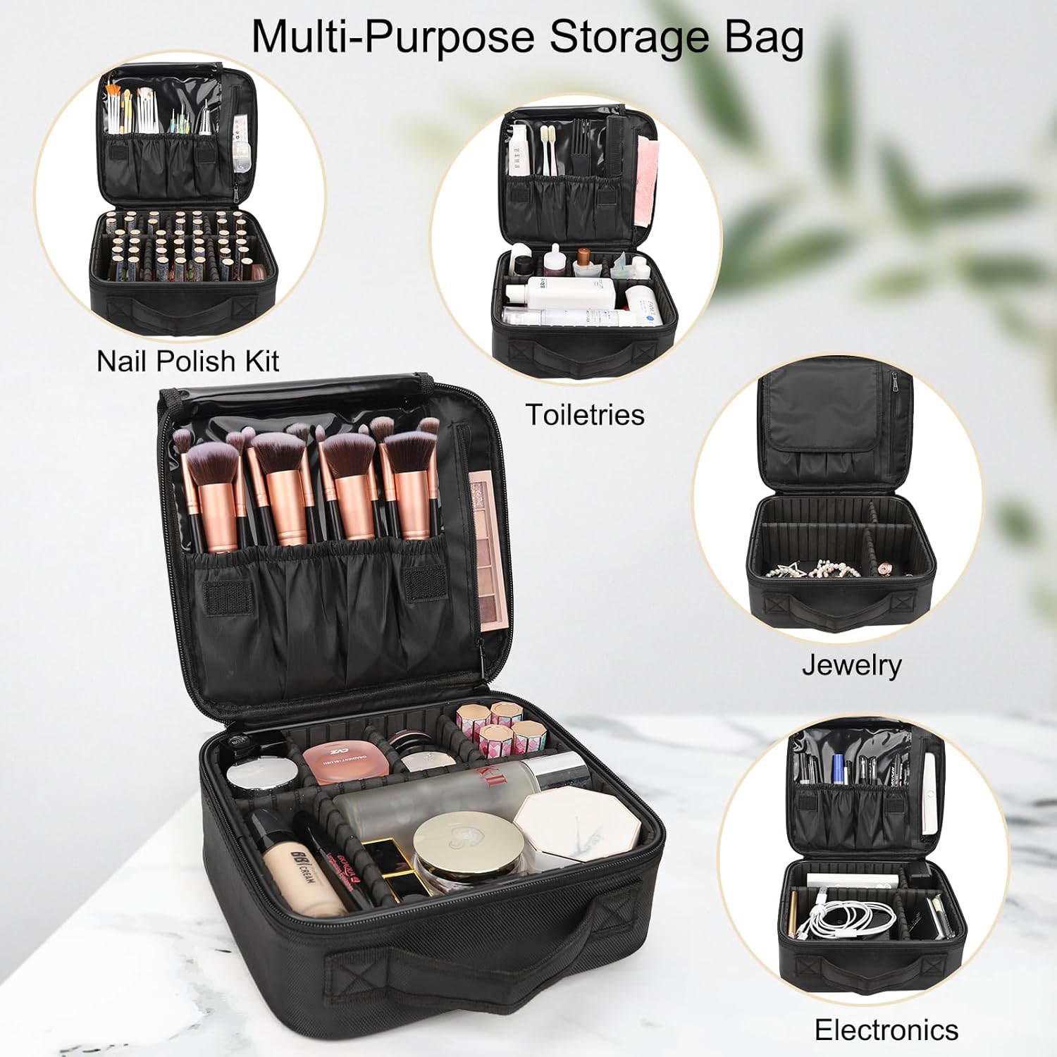Versatile Multi-Purpose Organizer Bag - Portable Storage for Makeup, Jewelry, Electronics, and Toiletrie
