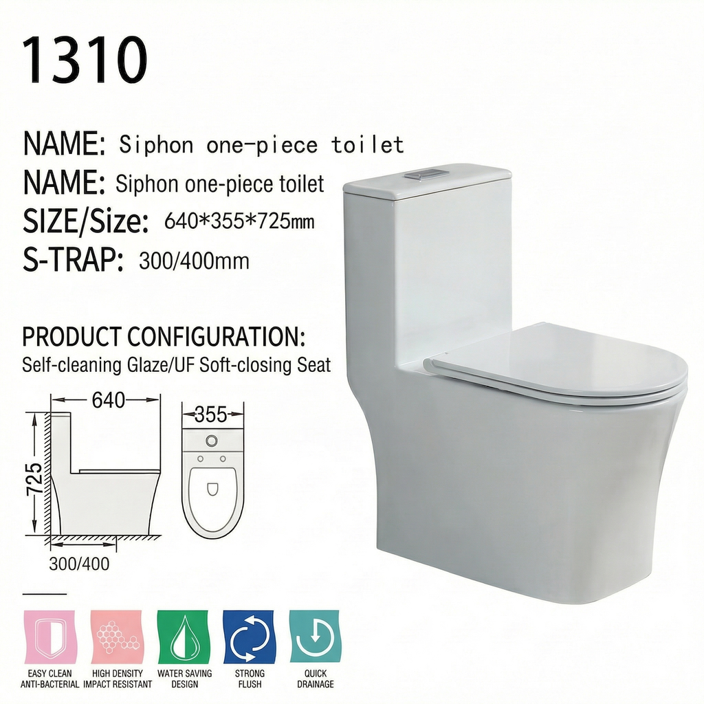 Siphonic one-piece toilet