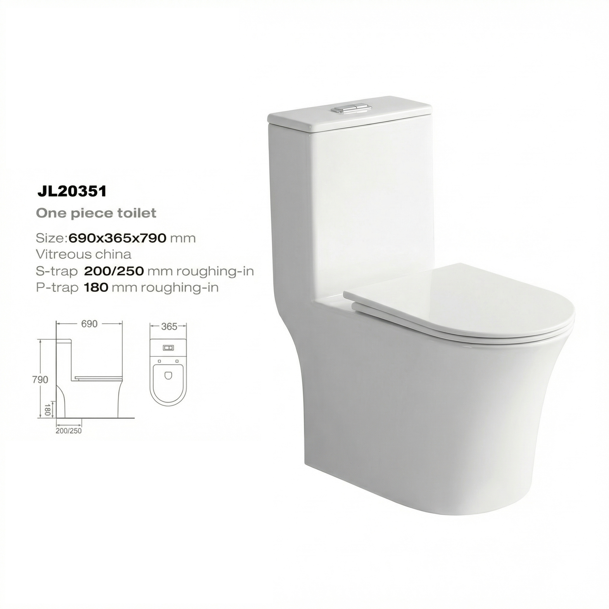 One-piece toilet